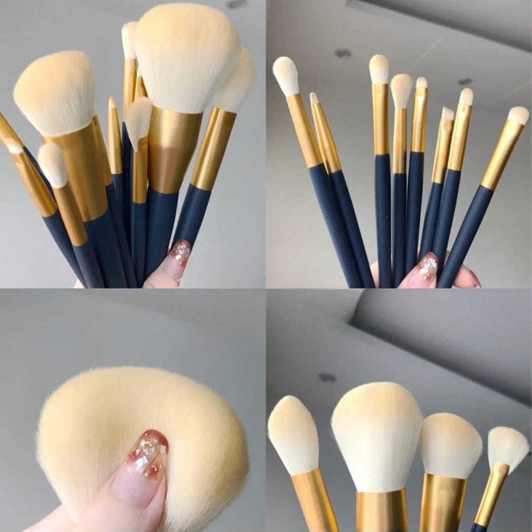 Navy with Gold Stars 12-Piece Makeup Brush Set