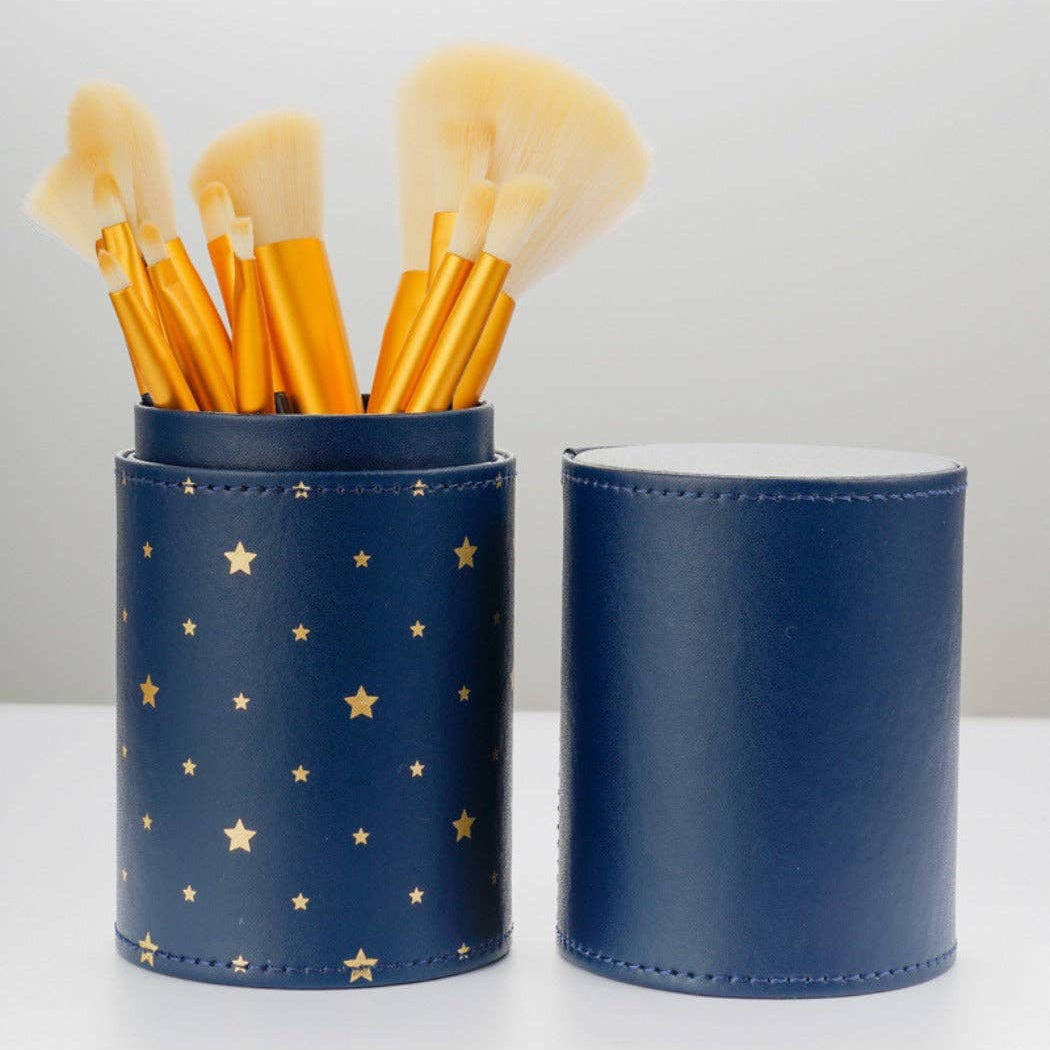 Navy with Gold Stars 12-Piece Makeup Brush Set