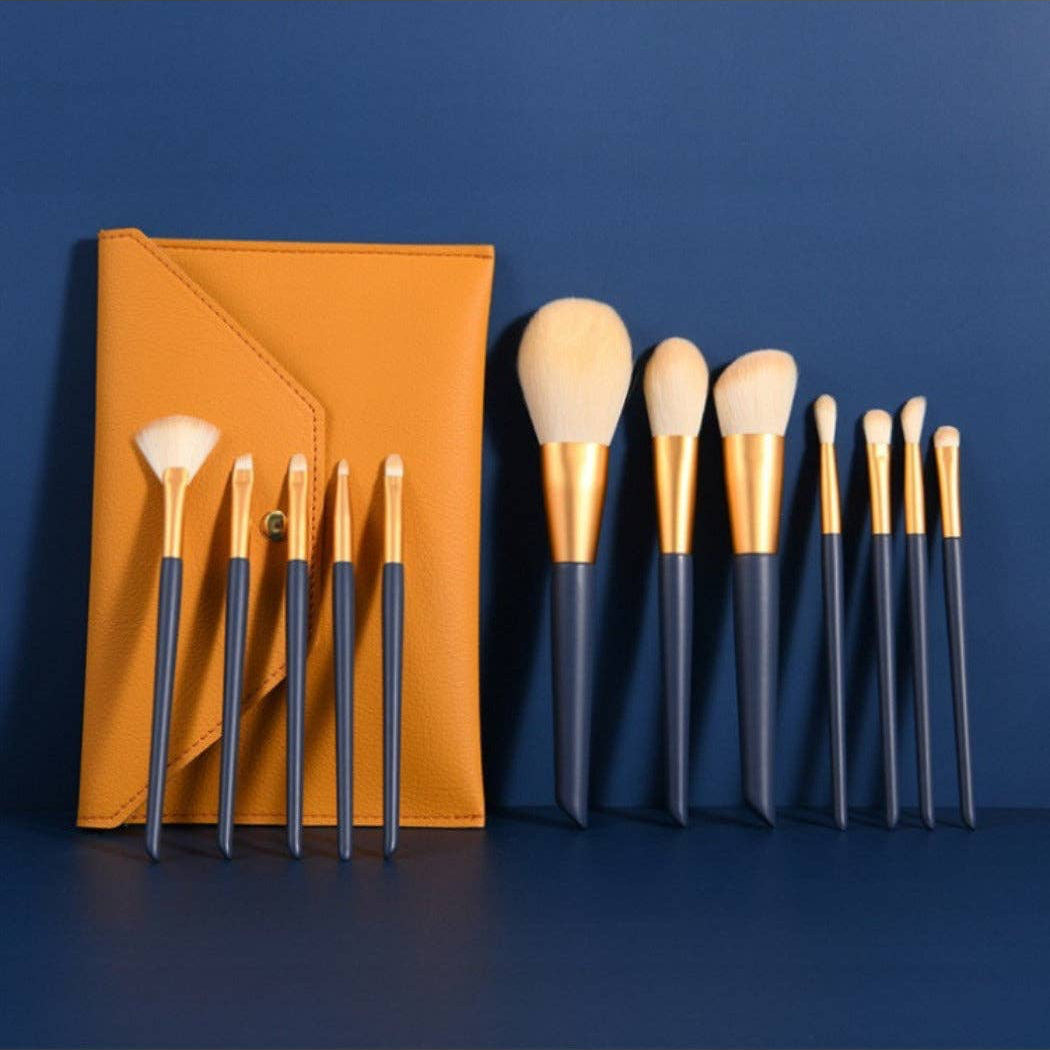 Navy with Gold Stars 12-Piece Makeup Brush Set
