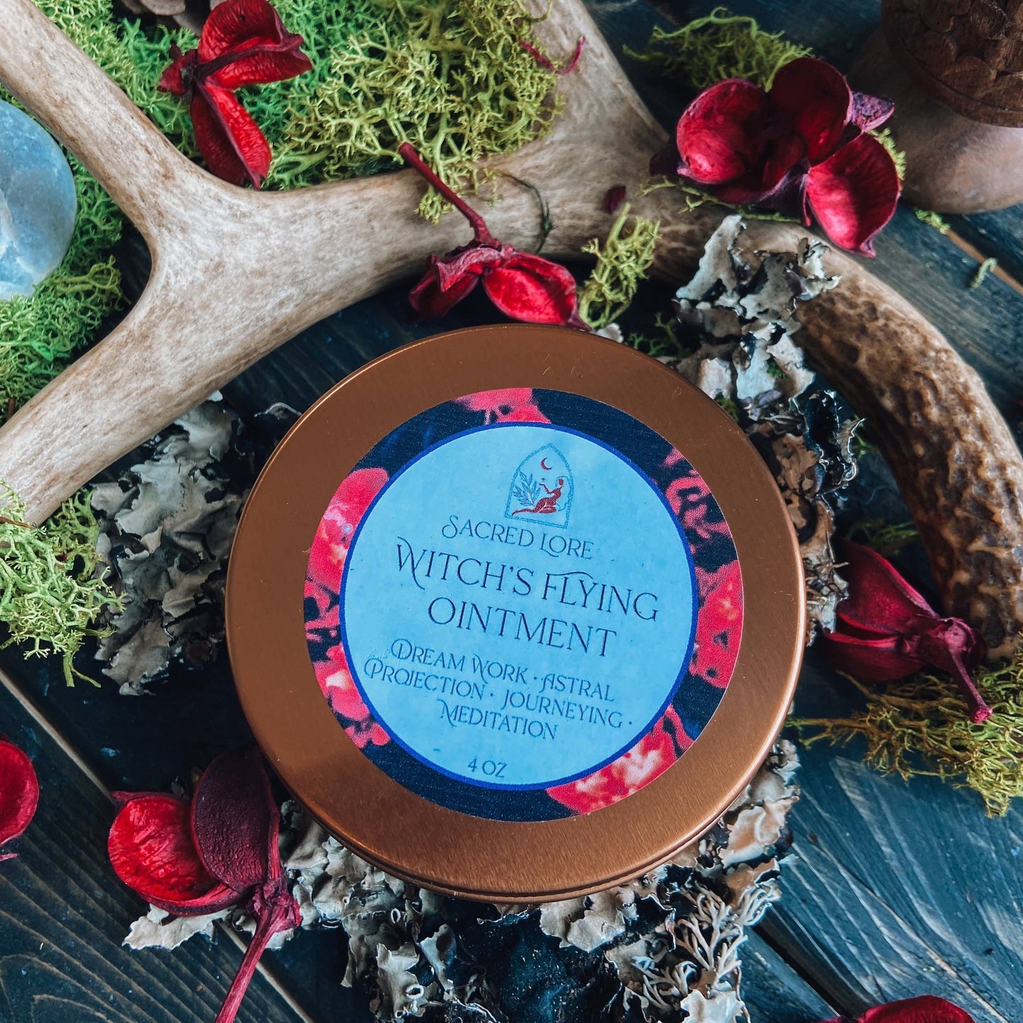 Sacred Lore - Witch's Flying Ointment, Astral Travel, Dream Magic (4 oz) & Brigid’s Balm, Gentle Calendula Salve (1 oz)