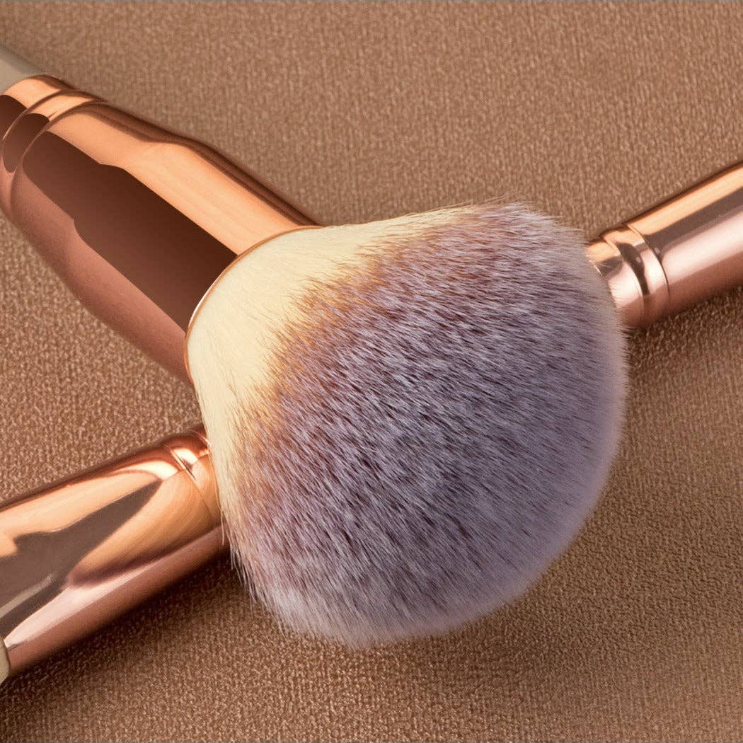 Rose Gold and Gray Soft Bristle Portable Makeup Brush 10-Piece Set