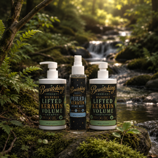 Wickedly Lifted Keratin Bundle styled by a forest waterfall