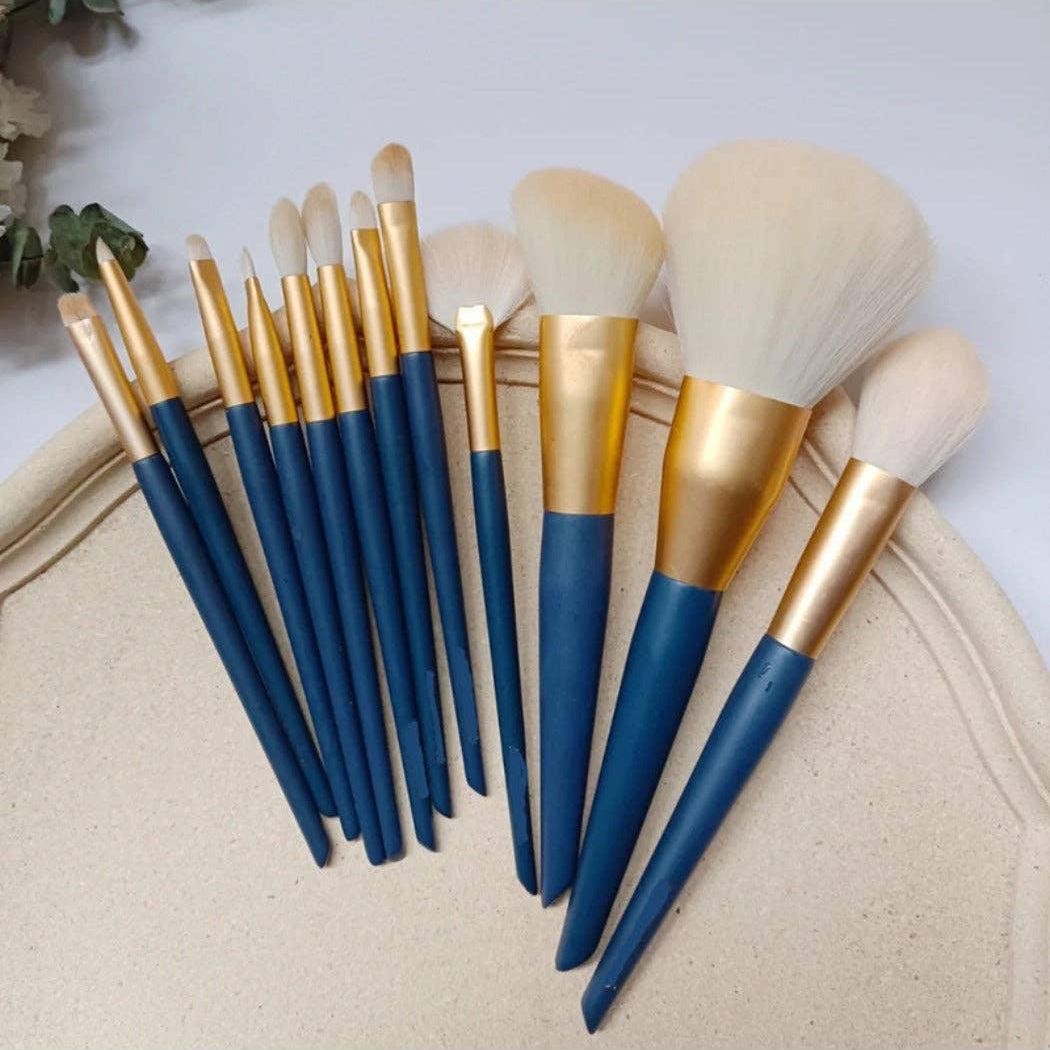 Navy with Gold Stars 12-Piece Makeup Brush Set