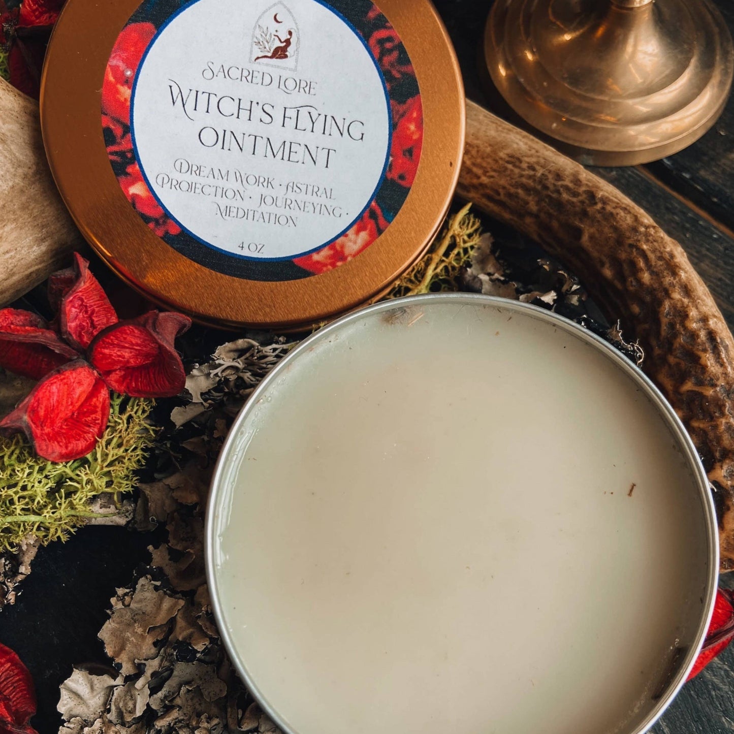 Sacred Lore - Witch's Flying Ointment, Astral Travel, Dream Magic (4 oz) & Brigid’s Balm, Gentle Calendula Salve (1 oz)