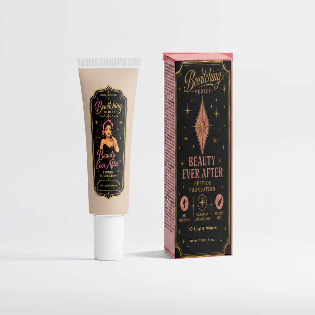 Beauty Ever After Foundation 10 Light Warm — Tube & Box Side by Side