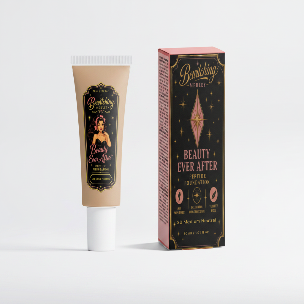 Beauty Ever After Foundation 20 Medium Neutral — Tube & Box Side by Side