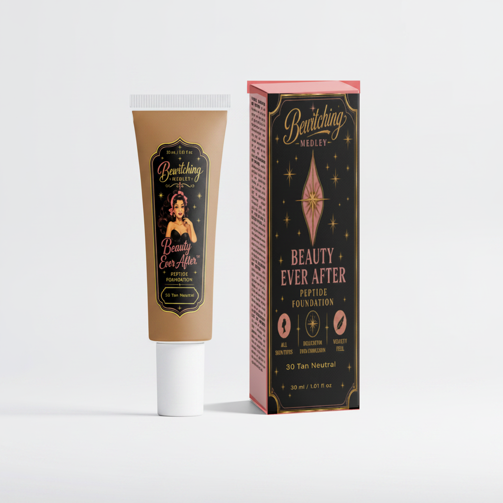 Beauty Ever After Foundation 30 Tan Neutral — Tube & Box Side by Side