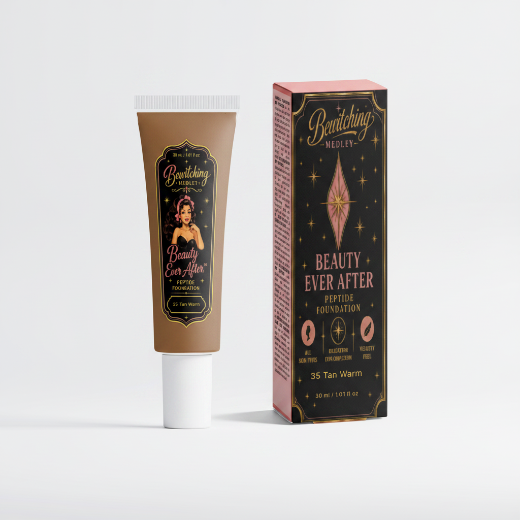 Beauty Ever After Foundation 35 Tan Warm — Tube & Box Side by Side
