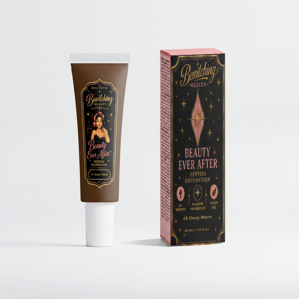 Beauty Ever After Foundation 45 Deep Warm — Tube & Box Side by Side