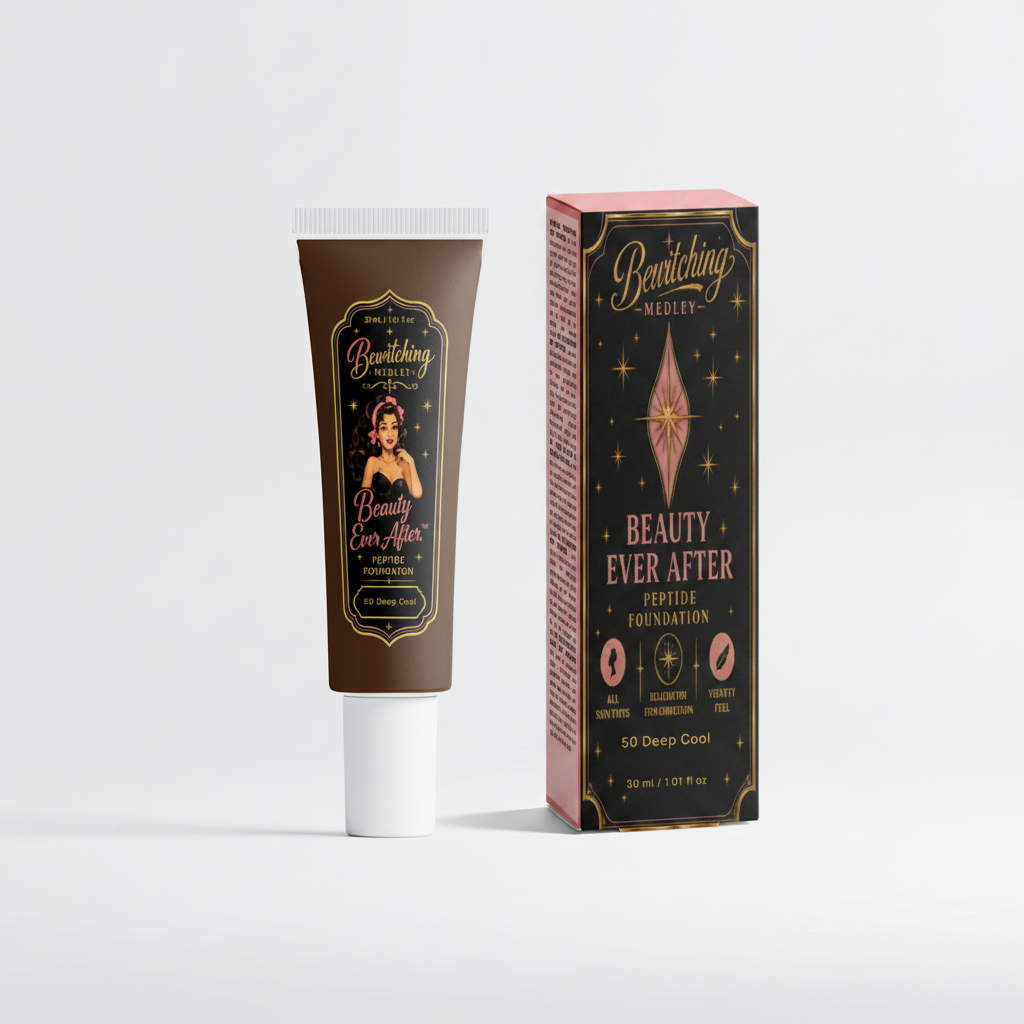 Beauty Ever After Foundation 50 Deep Cool — Tube & Box Side by Side