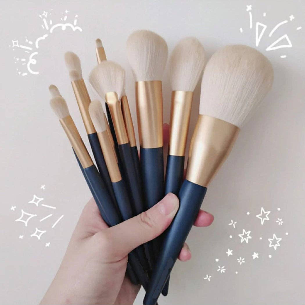 Navy with Gold Stars 12-Piece Makeup Brush Set
