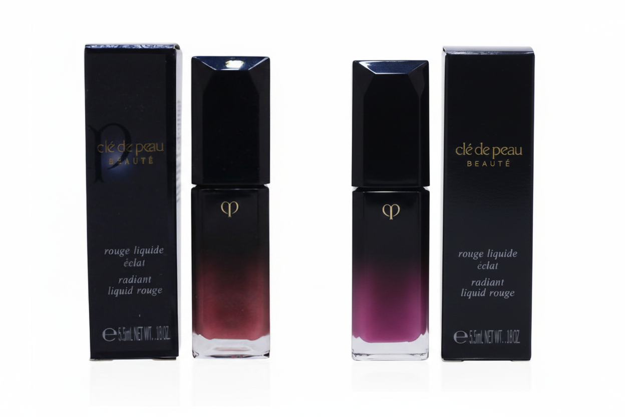 Cle de Peau Beaute Radiant Liquid Rouge shades 13 and 15 side by side