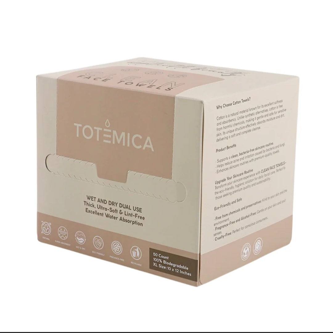 Totemica Clean Face Towels - 50 ct